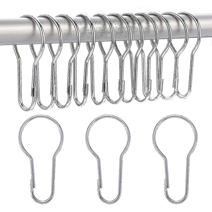 Set 40 inele pentru perdele de dus, metalice, 6.5x3.5cm, rezistente