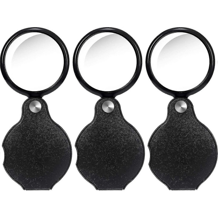 Lupa mini pliabila 10x cu husa rotativa, pentru citit ziare, carti, reviste