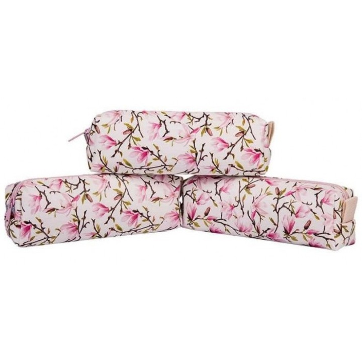 Egyrekeszes tolltartó Pajacyk, rózsaszín virágos, 234x75mm