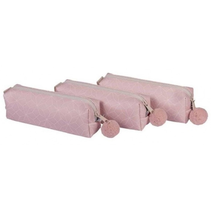 Rózsaszín tolltartó pomponnal, Pajacyk, 92x252mm, egyedi szett