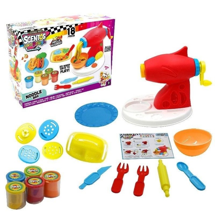 Játékkészlet tésztakészítéshez, Scentos, 18 darabos, illatos gyurma, többszínű