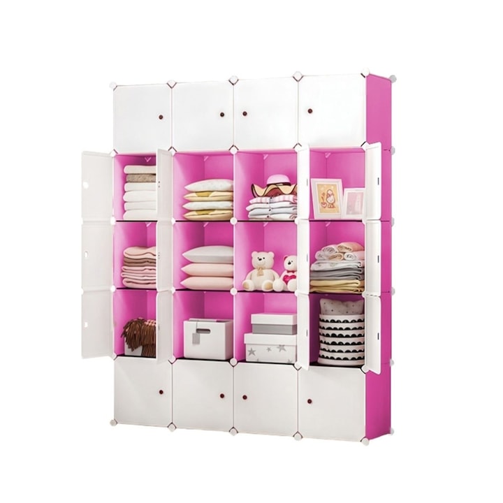 Dulap Modular, 20 Usi, Naimeed D7143, 180x145x37cm, Roz