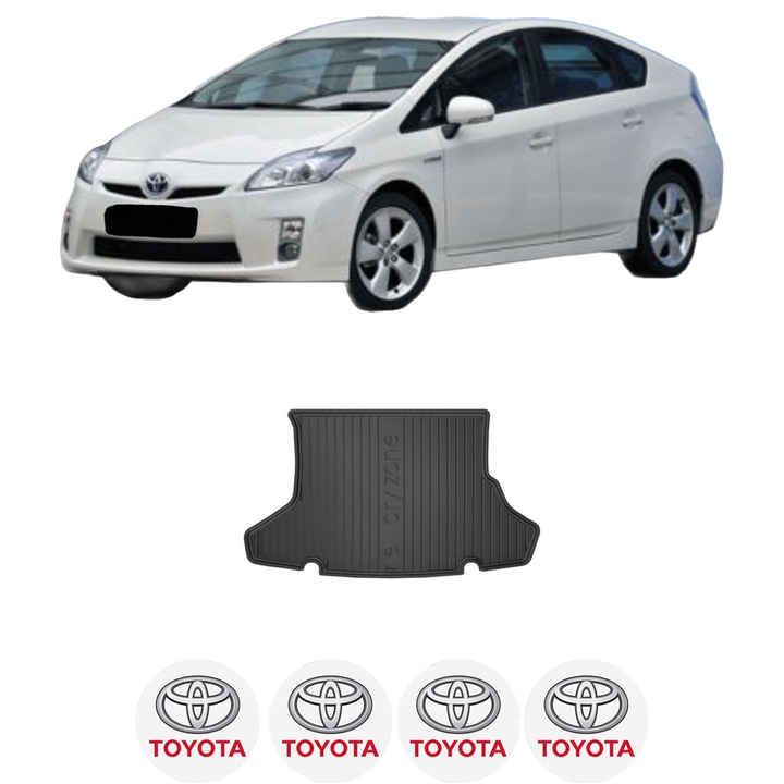 Tavita Portbagaj TOYOTA PRIUS (_W3_) din 2009-2015, Protectie Portbagaj Auto, 4x Stickere auto cu TOYOTA