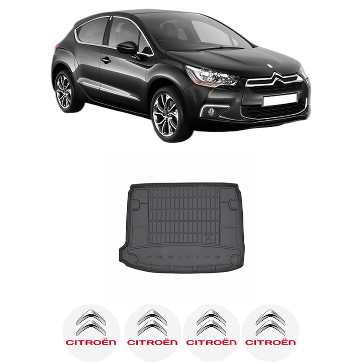 Tavita Portbagaj CITROEN DS4 (NX_) din 2011-2015, Protectie Portbagaj Auto, 4x Stickere auto cu CITROEN