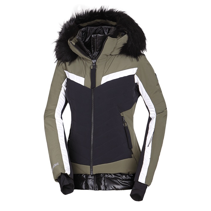 Geaca schi femei Dermizax™EV Kaley, Negru/Verde inchis