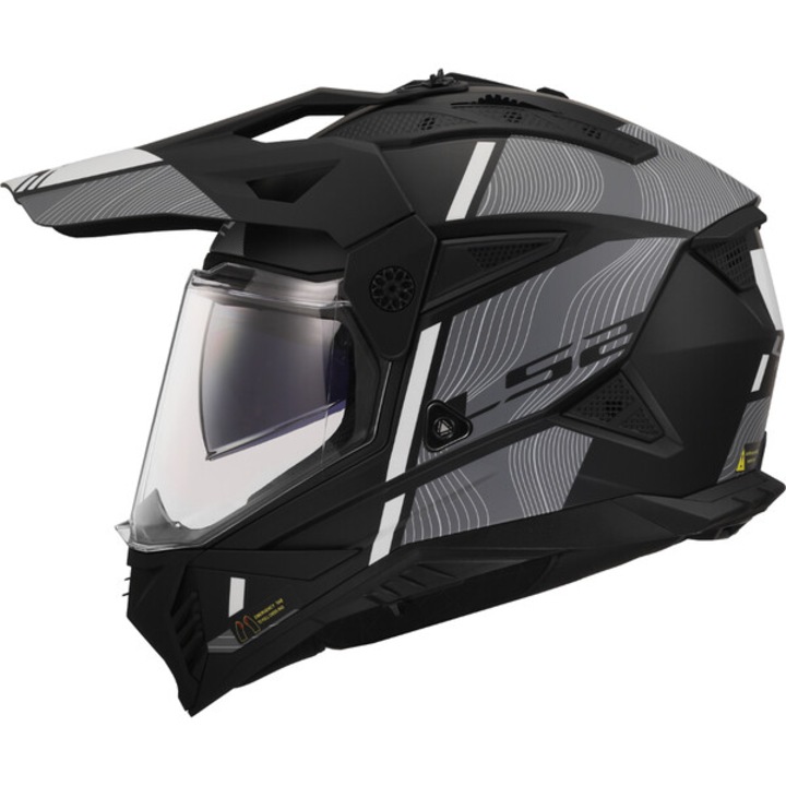 Casca moto LS2 MX702 Pioneer II Hill Matt Black White marime S