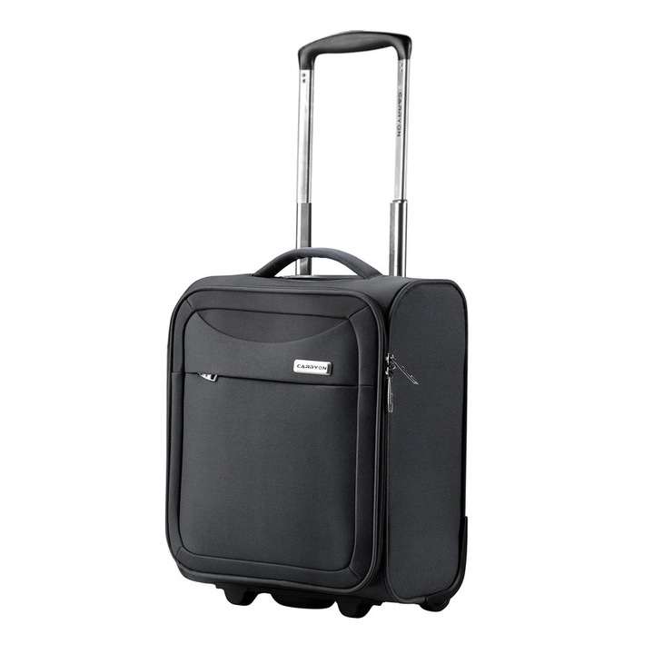 Troler cabina XS CarryOn Air, 40×30×20 cm, bagaj de mana Wizz Air, poliester, 23 L, negru