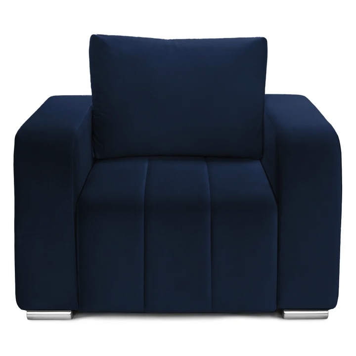 Fotoliu DIEGO, 103x93x88 cm, Albastru, Velluto