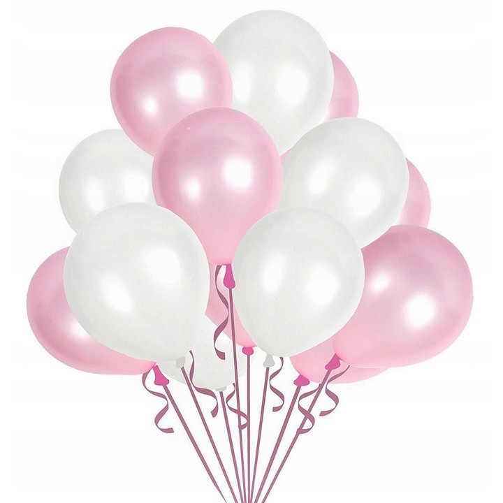 Pasztell léggömb szett, PartyPro, 50 db, fehér és rózsaszín, 12 hüvelyk