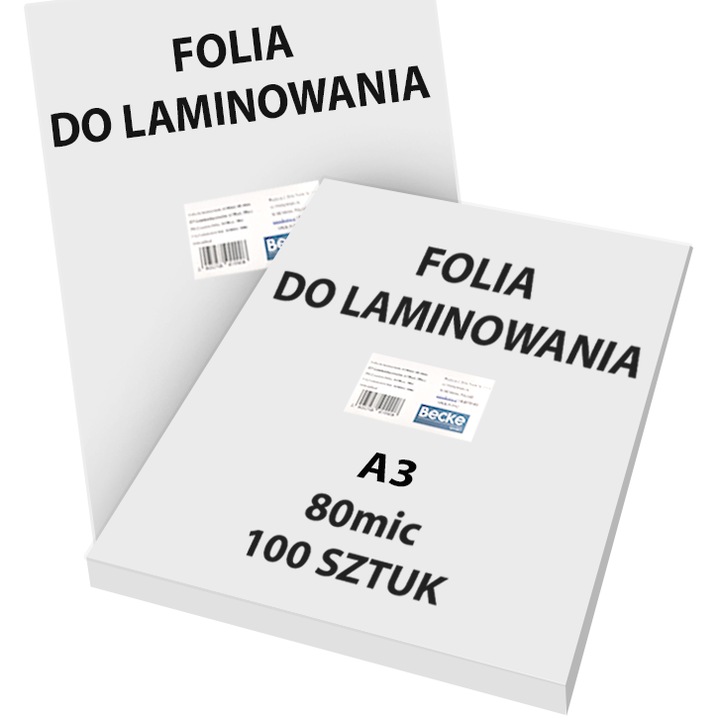 A3 lamináló fólia, Becke, 80 mikron, 100 darabos készlet, antisztatikus