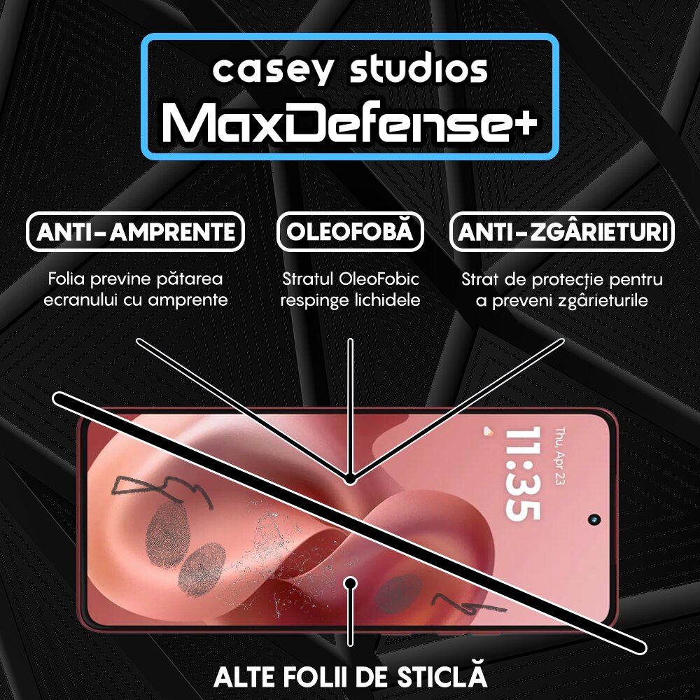 Folie Sticla CASEY STUDIOS™ compatibila cu Motorola Moto G86 5G, Full Cover 3D, Full Glue, Duritate Militara, Ultra HD, Anti Socuri, Anti Zgarieturi, Margini Negre