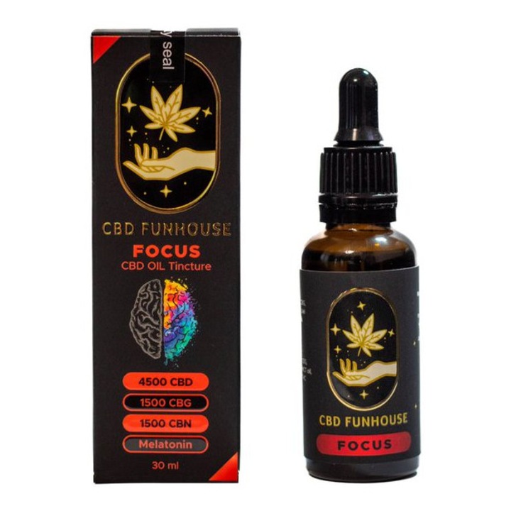 Тинктура с CBD масло FOCUS: 15%CBD+5%CBG+5%CBN+Мелатонин 30ml