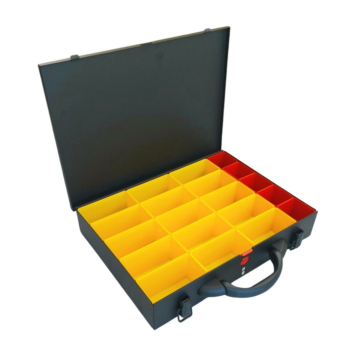 Kaseta metalica cu 20 de recipiente, Amil24, 390x280x70 mm, rezistenta, modulara, colorat