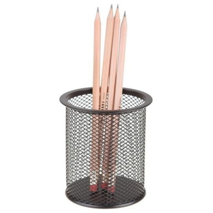Nagy kerek rendszerező pohár, Net, fekete, 96x103mm