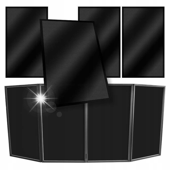Параван DJ Stand4Me, ликра, черен, комплект 4 броя, 70x118см