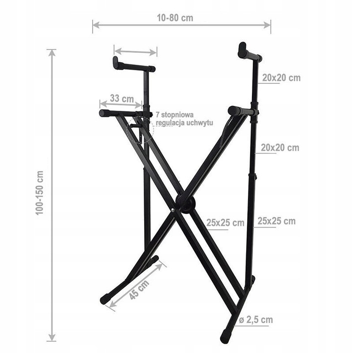 Dupla állítható zongoraállvány, STAND4ME, Fekete
