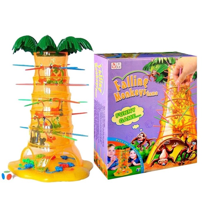 Jucarie interactiva copii, Pegaz Toys, set cu palmier si 30 de maimute colorate, 38,5x25x25cm