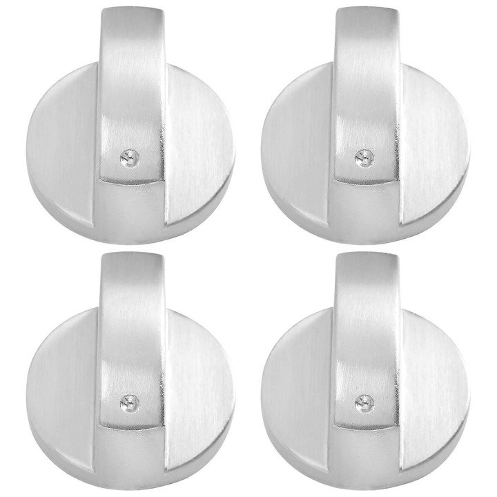 Buton de plita, set 4 bucati, 6mm, argintiu, design modern, material aliaj de zinc