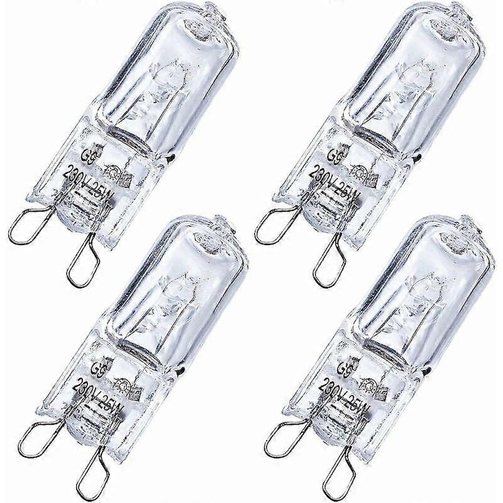 Халогенна крушка G9 25W, комплект от 4 броя, 2700K, устойчива на 300°C, 22x43мм