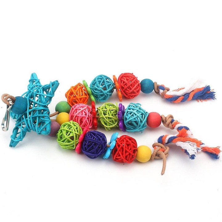 Jucarie pentru pasari, leagan din rattan, 8x30cm, set pentru pasari mici