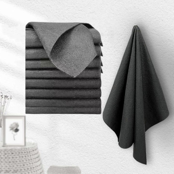 Set de 10 lavete de curatare din microfibra, reutilizabile, ultra-absorbante, fara scame, 30x21cm