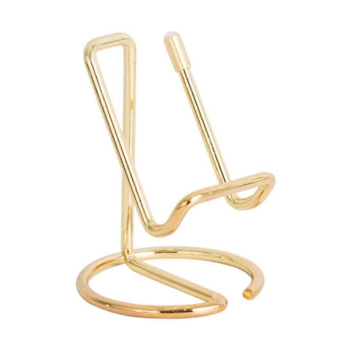 Suport documente metalic pentru birou, aurie, capacitate 40 carti de vizita