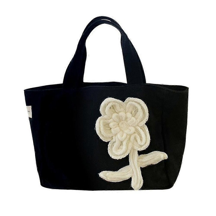 Tote táska, Vászon, 25.5x21x10cm, Fekete / Fehér