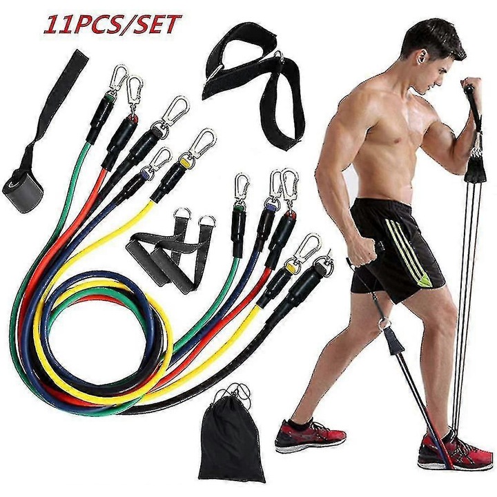 Set 11 Benzi elastice pentru antrenament, Latex, multicolor