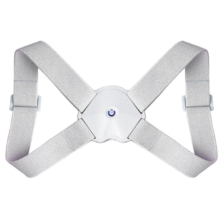 Curea corectoare de postura inteligenta, ajustabila, pentru copii si adulti, Nailon, Alb