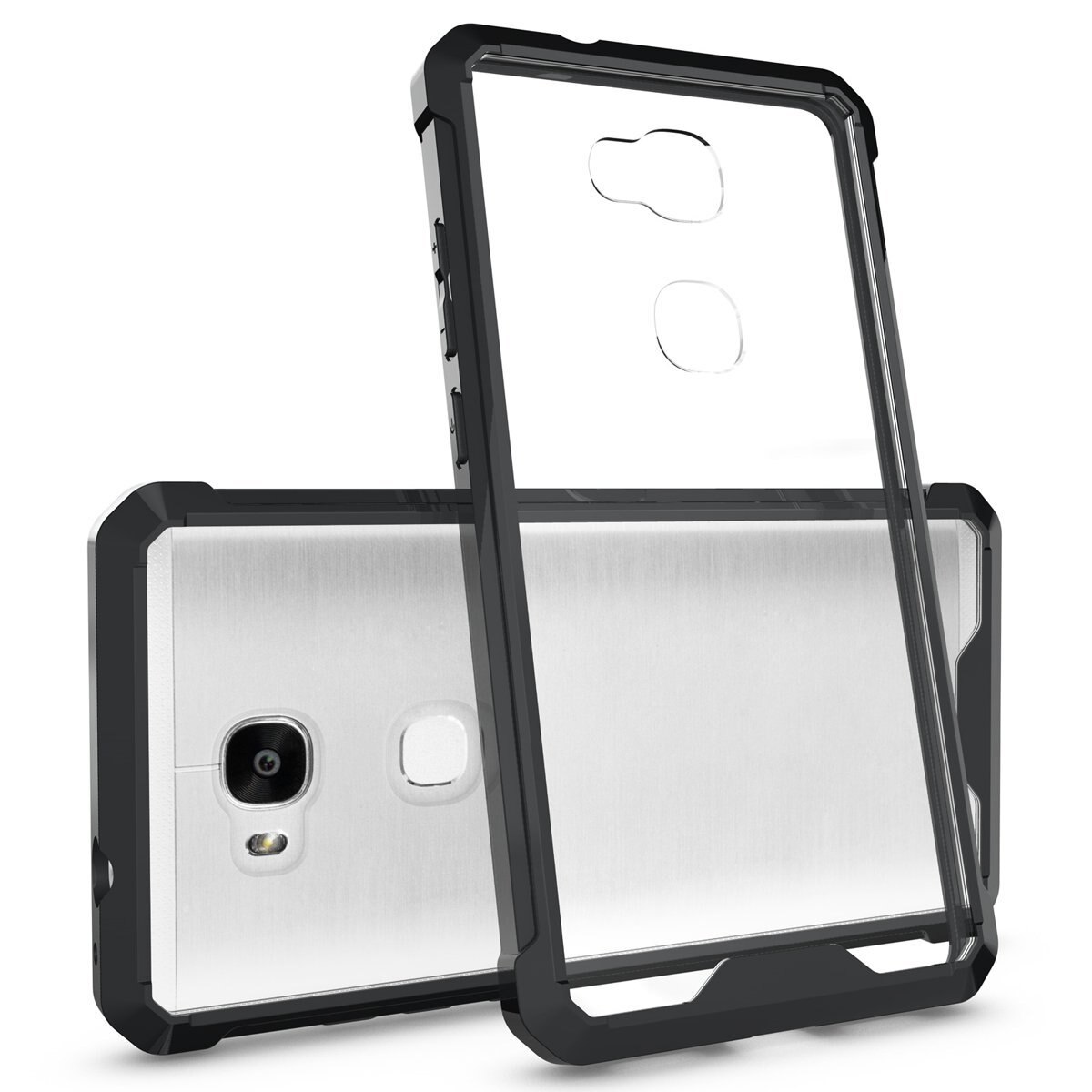 Husa de protectie Hybrid Antisoc pentru Honor 5X, carcasa spate PC transparenta cu cadru, Negru