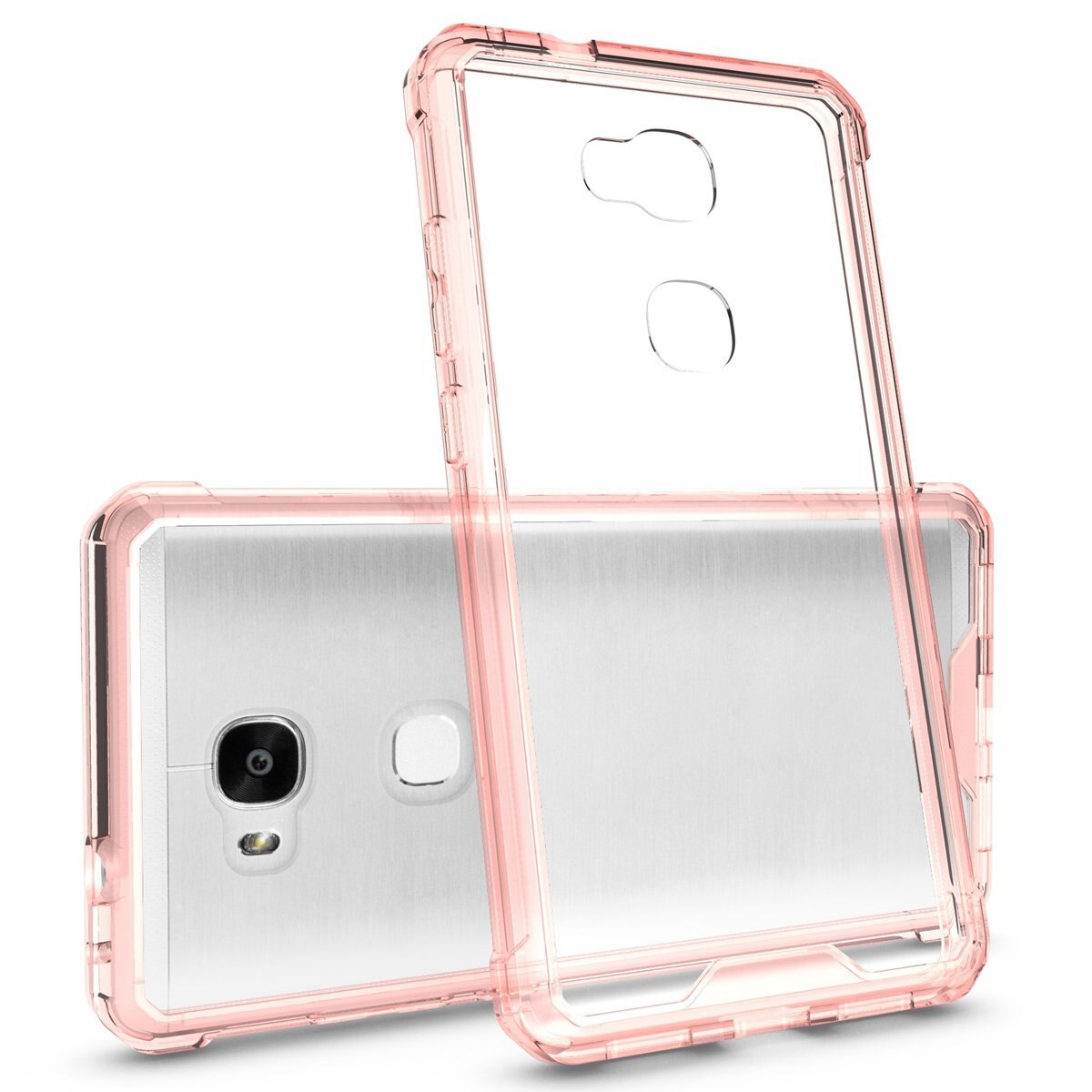 Husa de protectie Hybrid Antisoc pentru Honor 5X, carcasa spate PC transparenta cu cadru, Rose-Gold