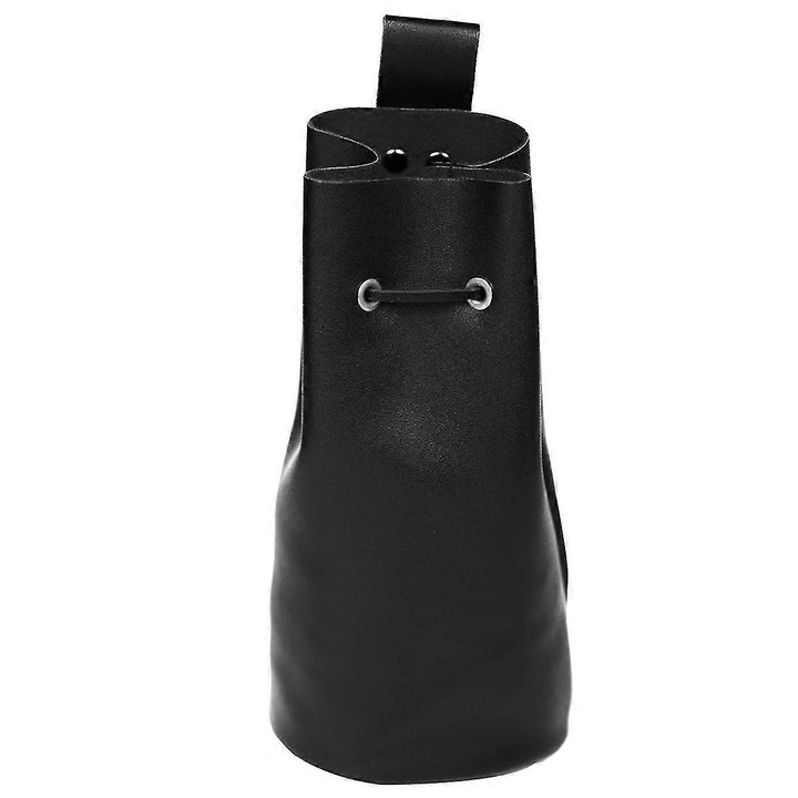 Fekete neszesszer, 21x11cm, műbőrből, zsinórral