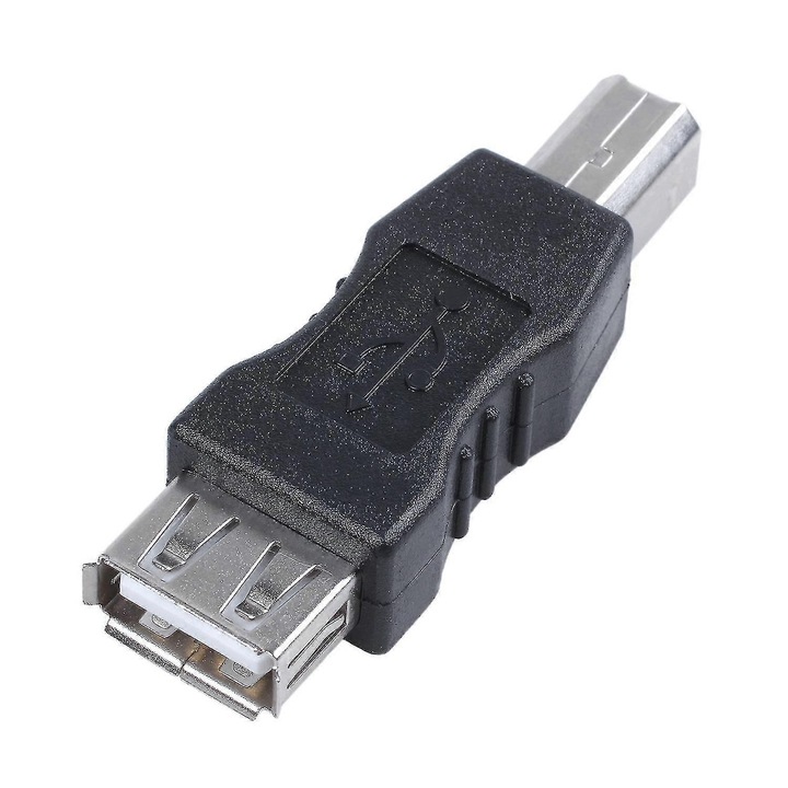 USB átalakító, A típusú dugó - B típusú aljzat, fekete, 5.2x1.7x1.1cm