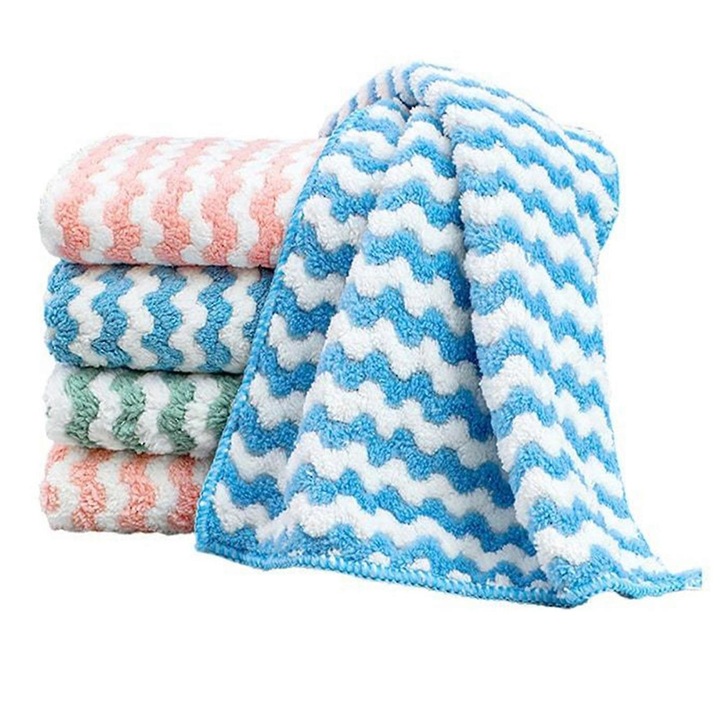 Set 5 lavete din microfibra, absorbante, 25x25cm, multicolor