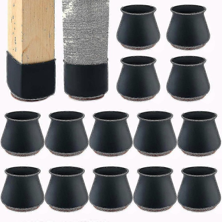 Set 24 buc. Protectii pentru Picioare Scaune din Silicon cu fetru pentru Pardoseli din Lemn