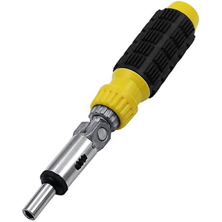 Racsnis csavarhúzó, sárga-fekete, 200x33mm, egy darabos, 0-180 fokos elforgatás