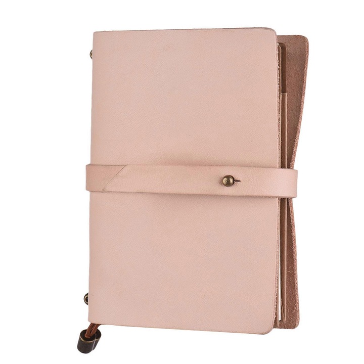 Agenda din piele, set, 32 foi cu linii, 32 foi goale, 32 foi cu grilaj, bej, 10.2x13.6x3cm