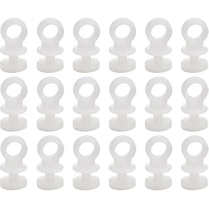 Set 100 bucati carlige glisante pentru perdele, plastic alb, 11x22mm