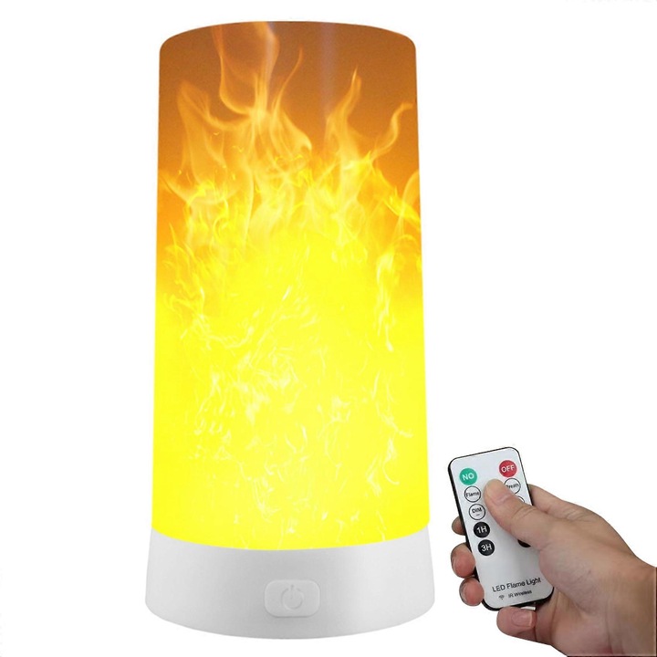 Lampa LED Flaming Reincarcabila cu Telecomanda, 3 Moduri, 69x68x130mm, Portabila, pentru Interior si Exterior