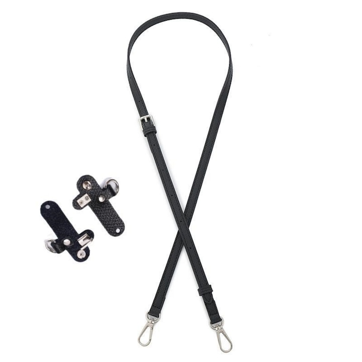 Válltáska pánt, Vanaxalife, bőr, 94-124 cm, fekete