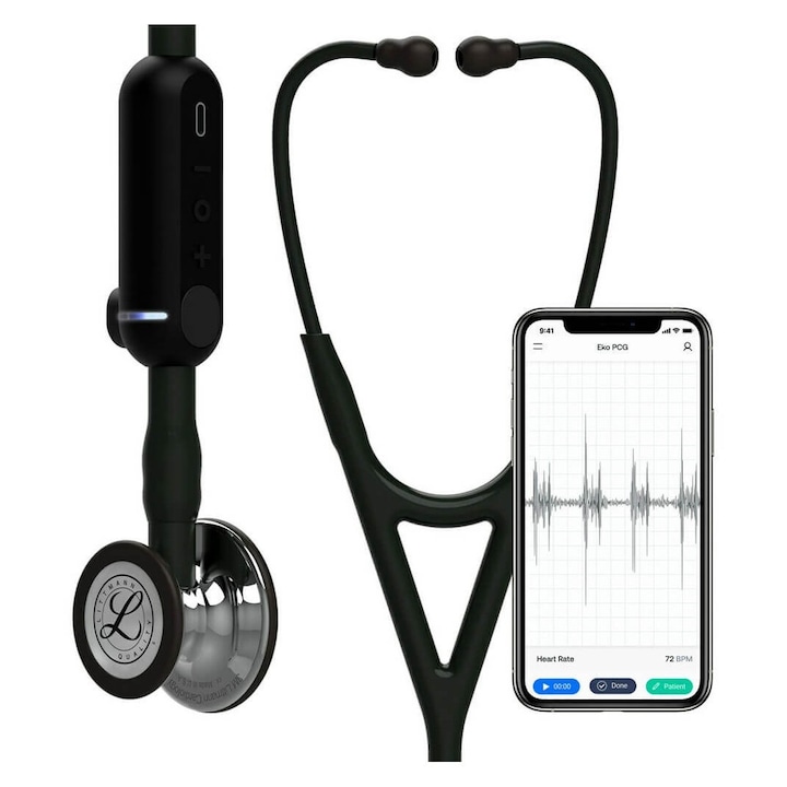 Stetoscop electronic 3M™ Littmann® CORE Digital, Negru, capsula oglinda (Black/High-Polish Mirror)