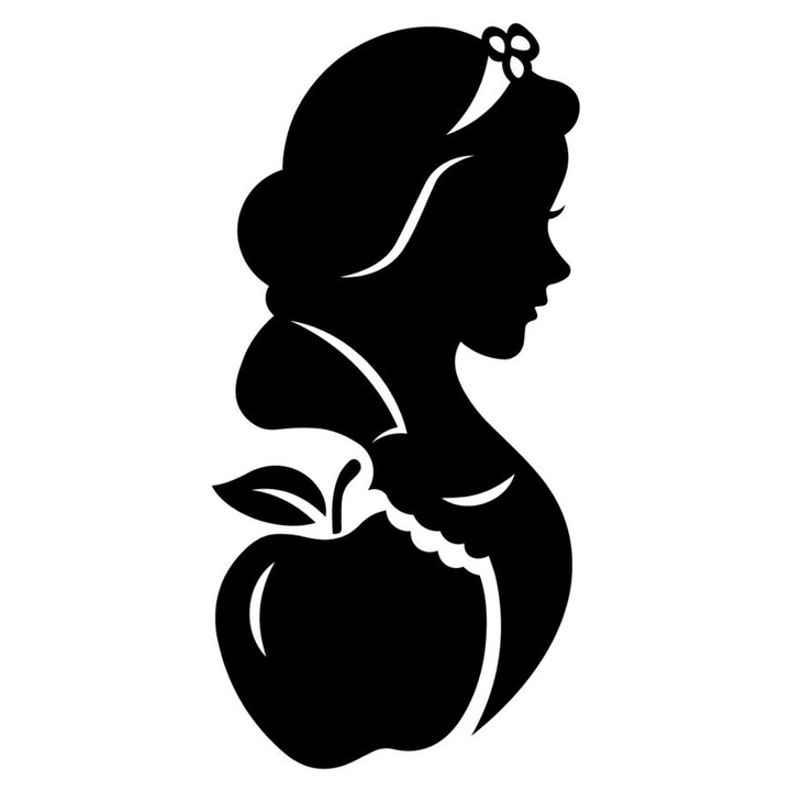 Sticker decorativ perete/geam, Snow White, 30x15 cm, negru