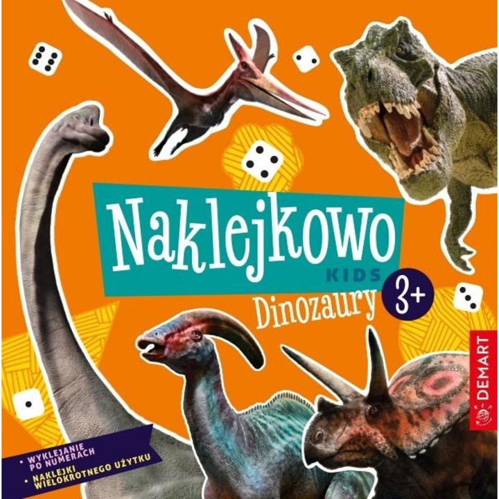 Naklejkowo Kids 3+, Demart, динозаври, 3 нива на трудност