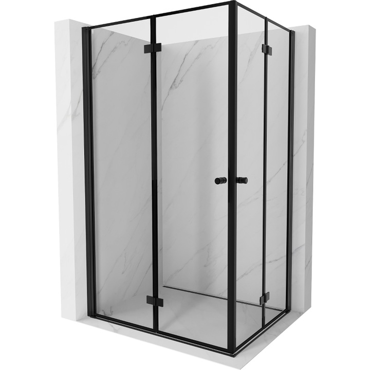 Mexen Mist-F Duo cabina de dus pliabila 95 x 75 cm, rama neagra, negru - 8A6-095L-075P-70-70