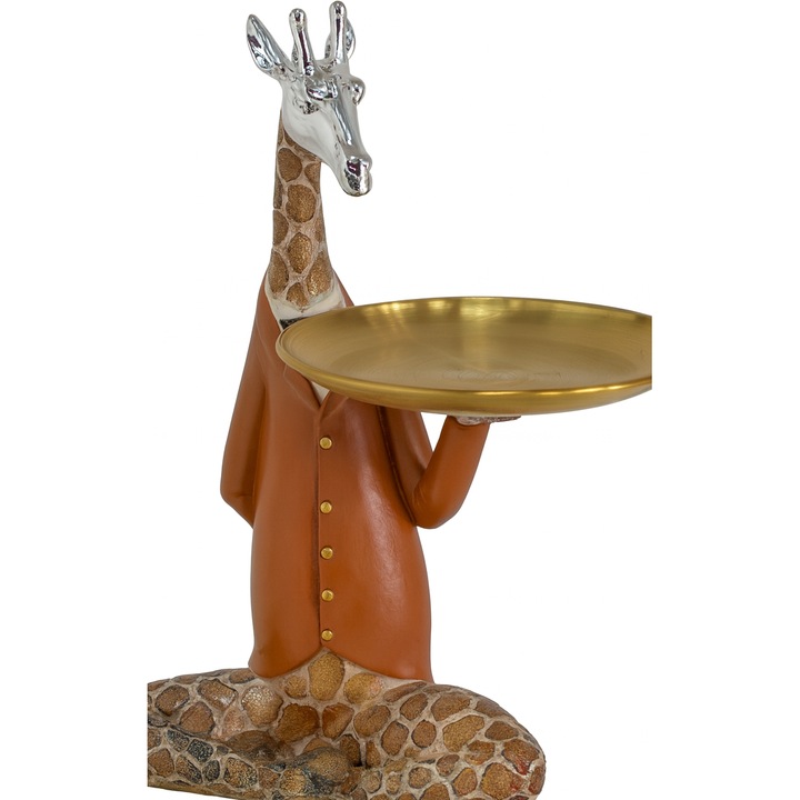 Dekoratív zsiráf figura arany tálcatartóval