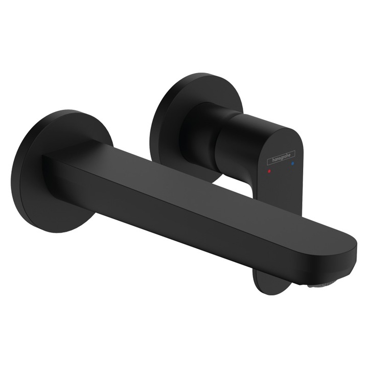 Смесител за мивка Hansgrohe, Rebris S, за стенен монтаж, видима част, черен мат