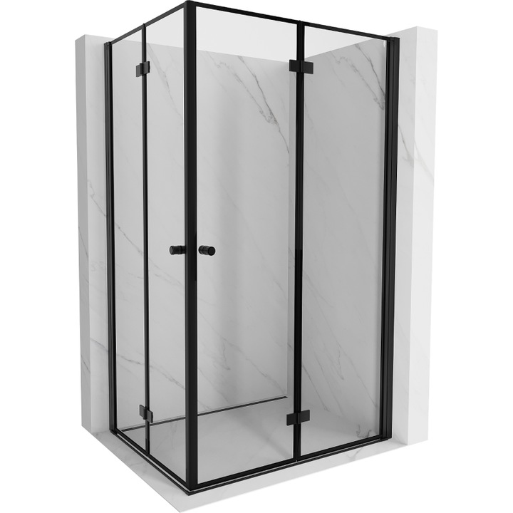 Cabină de duș pliabilă Mexen Mist-F Duo, 95x120cm, cadru negru, uși pliabile, sticlă securizată