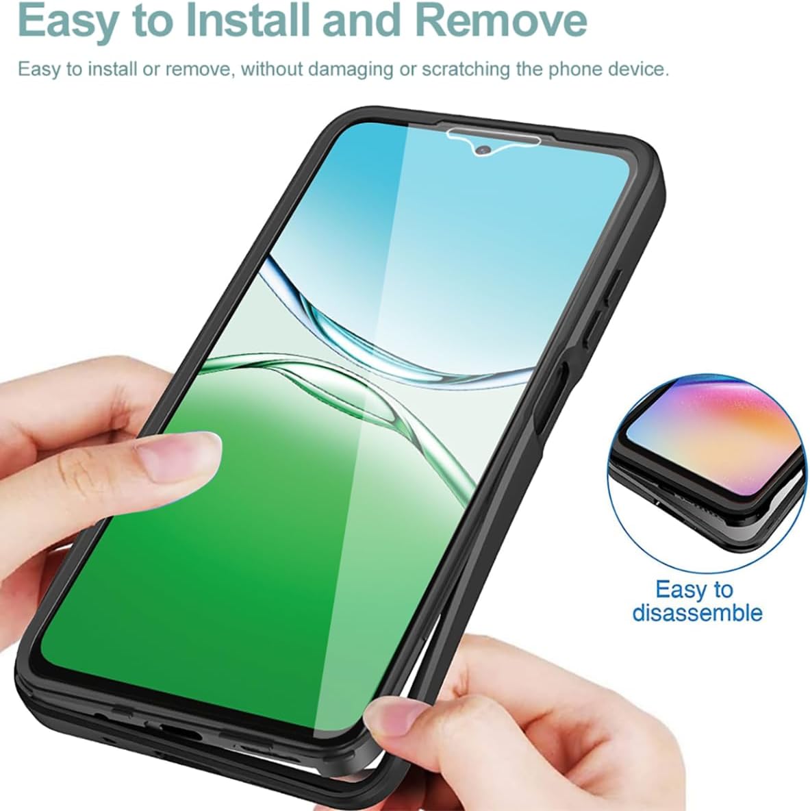 Set 360: Husa cu folie integrata pentru Oppo A5 4G, 5G, Oppo A5m Protectie 360 fata / spate - negru