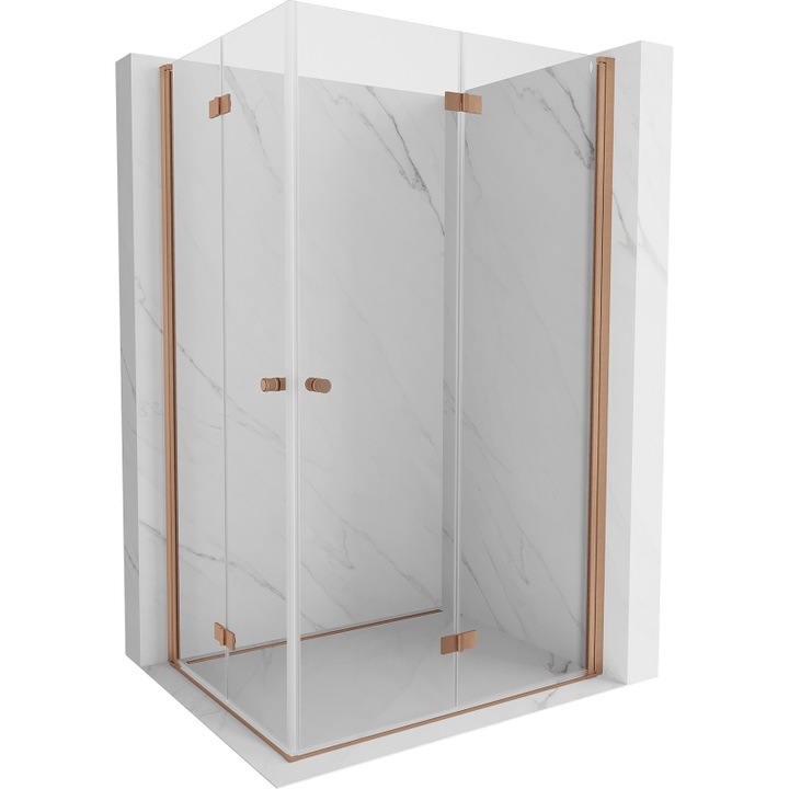 Mexen Mist-F Duo cabina de dus pliabila 85 x 90 cm, transparent, cupru periat - 8A6-085L-090P-65-00