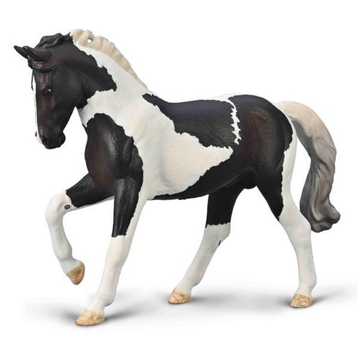 Figurina Cieplokrwisty, Collecta, Ogier negru Tobiano